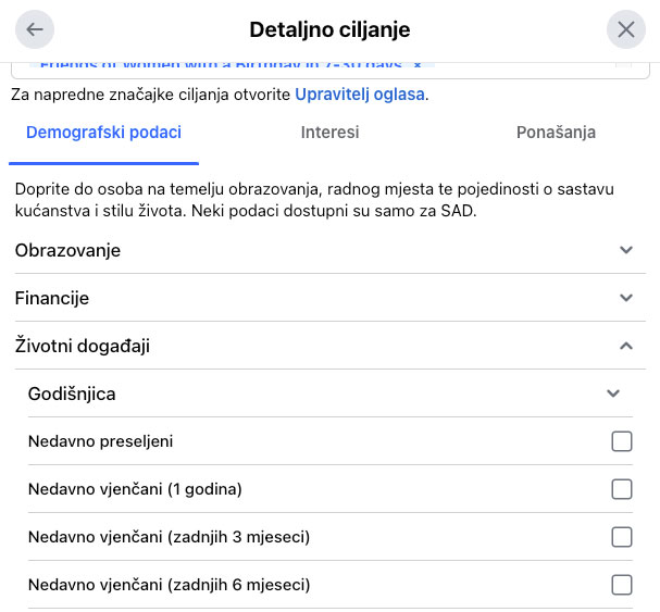 Detaljno ciljanje publike kod Facebook oglašavanja